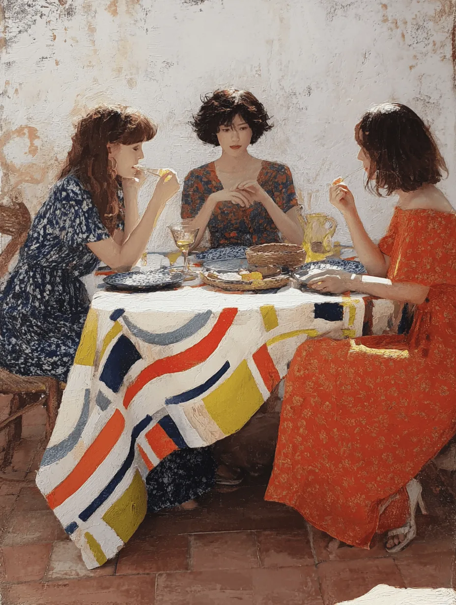 Three women at a table with drinks